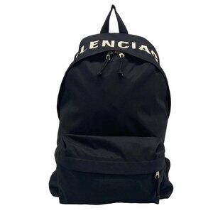 Auth BALENCIAGA Wheel Backpack 507460 Black White Nylon - Backpack